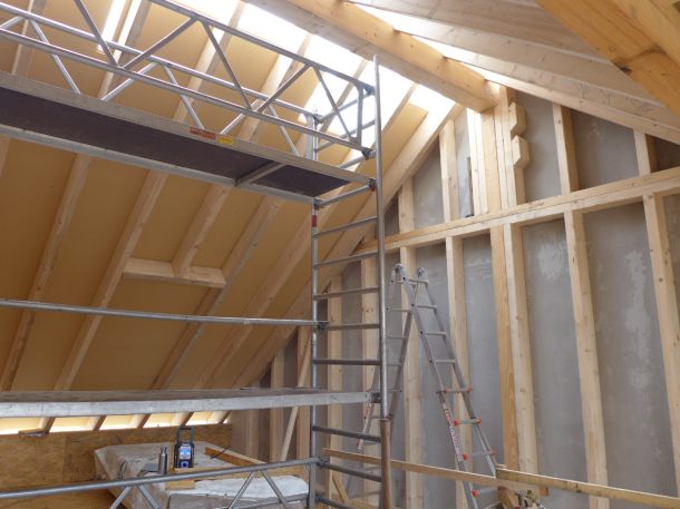 Dachstuhl mit Aufsparrendämmung aus Holzfasern